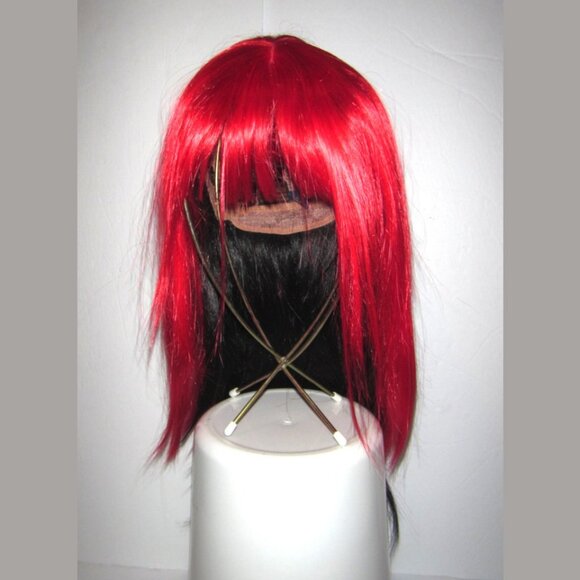 Multi Layered 2-Tone Red over Black Long Straight Hair Synthetic Wig West Bay 18 - Picture 2 of 10